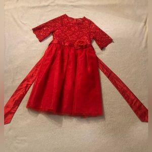 Girls Red Festive Dress
